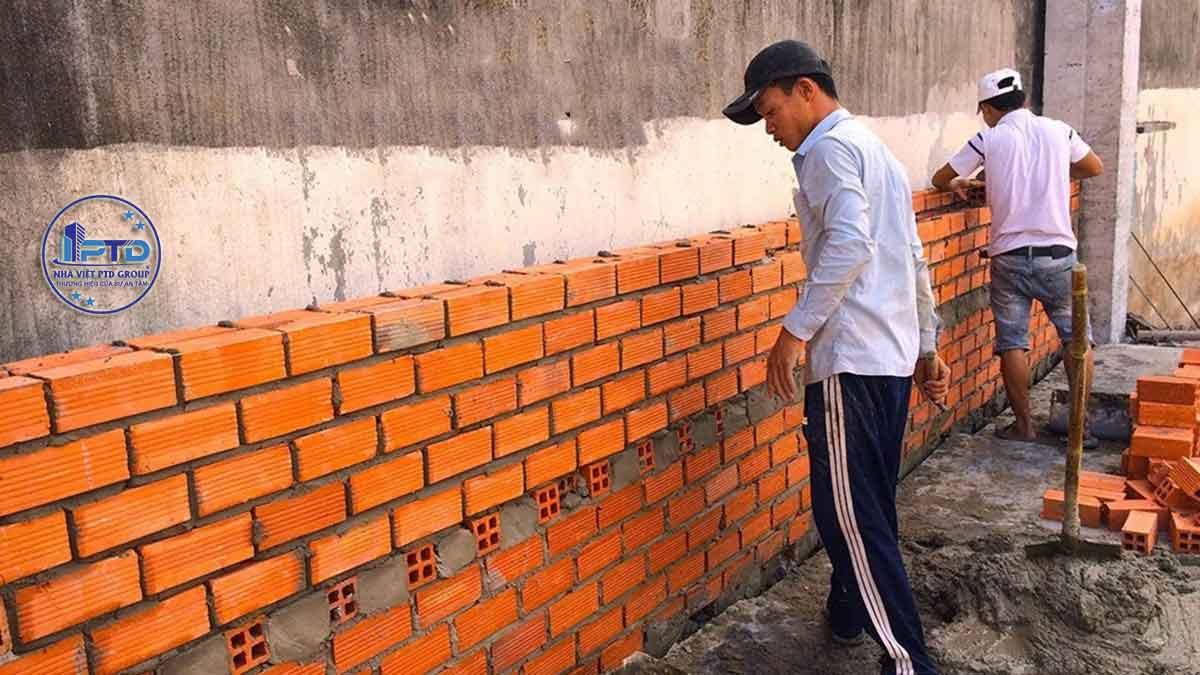 Xây tường gạch trong thi công phần thô